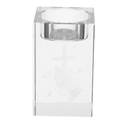 Image of Crystal Cross Tea Light Candle Holder and Religious Decor