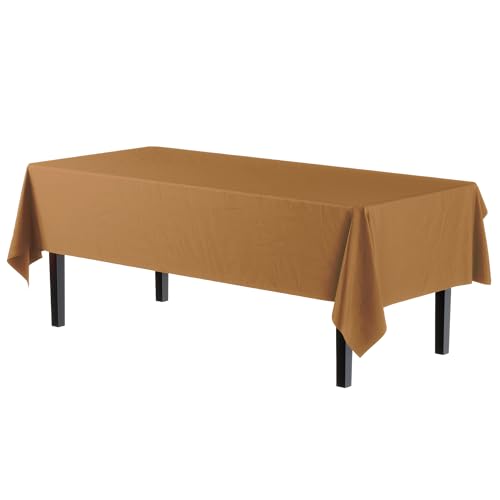 Exquisite 12-Pack Premium Plastic Tablecloth Pack of 12 Premium Plastic Tablecloth 54 Inch x 108 Inch Rectangle Table Cover - Gold by Exquisite - Image 2