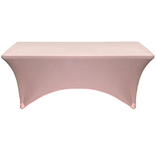 image for YOUR CHAIR COVERS - 4ft Blush Rectangular Spandex Table Covers Fitted 
