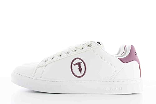  Trussardi Sneackers Donna 77A00639 in Pelle White-Pink Modello Casual. Una Calzatura Comoda Adatta per Tutte Le Occasioni. Autunno-Inverno 2021-2022.EU 40