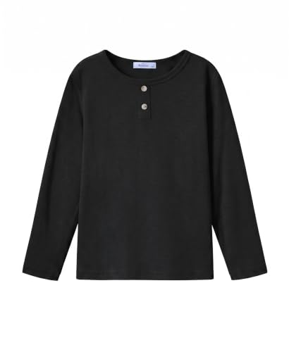 Image of Arshiner Boys T-Shirts Kids Long Sleeve Tee Basic Top Black 7-8 Years