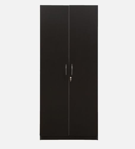 Image of Mintwud Pepperfry Engineered Wood Amber Wardrobe with 2 Doors Storage, Lock and Hanging Rod | Wooden Almirah for Living Room Bedroom Furniture | Storage Organizer Cabinet Cupboard for Clothes