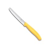 Victorinox Swiss Classic 4.5 in Tomato and Bread Knife, Wavy Edge, Yellow