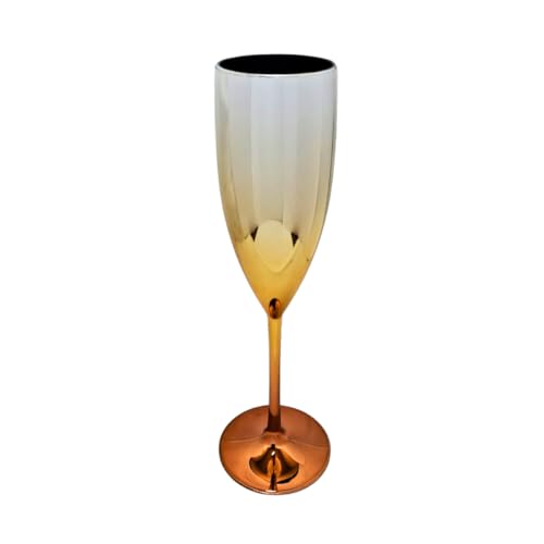 6 Taças Champanhe Acrílico Metalizada 160 Ml Para Festas/Comemorações (Cobre Degrade)