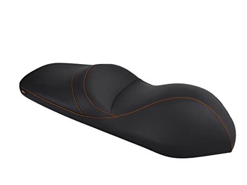 Housse de selle pour Kymco Downtown 300 2009-2017 noire coutures orange