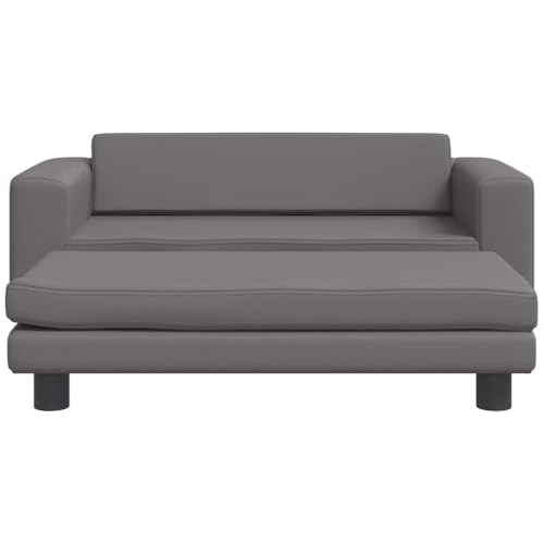 Lit pour chien en cuir synthétique chic et bois de pin gris robuste pour salon moderne - 4