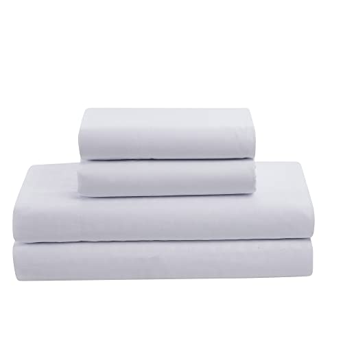 Image of Sweet Home Collection 8 Piece Bed in a Bag with Dobby Stripe Comforter, Sheet Skirt, and Sham Set, Twin, White, 8