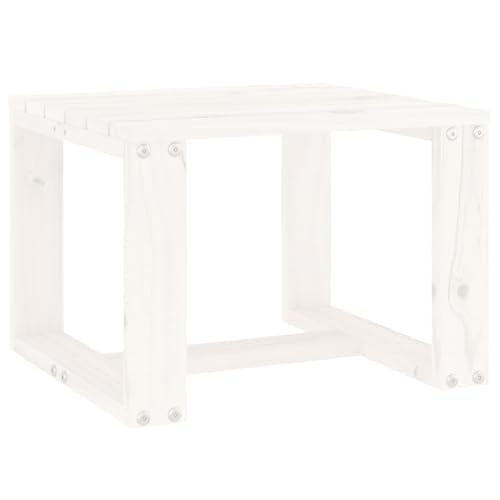 vidaXL Mesa Auxiliar de Jardín, Mesita de Centro, Mesa de Listones para Bebidas Aperitivos, Mesa para Patio Terraza, Madera Maciza de Pino Blanco