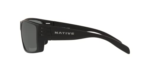 Native Man Sunglasses Matte Black Frame, Green Reflex Lenses, 66MM2