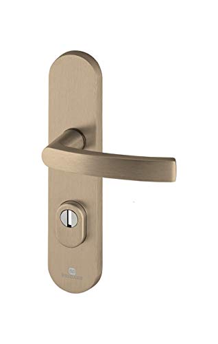 Bricard 9900191 Ensemble de Poignées Blindées sur Plaque Essential Béquille + Béquille pour Porte d’entrée (pour Cylindre Européen), coloris Ambre Cover