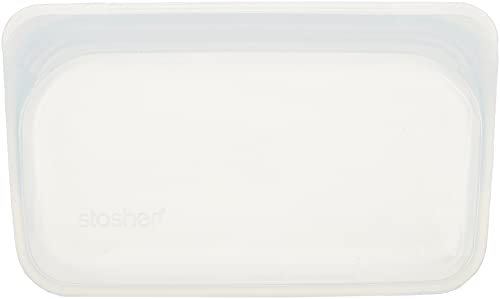 Stasher Silicone Reusable Storage Bag, Snack (Clear) | Food Meal Prep Storage Container | Lunch, Travel, Makeup, Gym Bag | Freezer, Oven, Microwave, Dishwasher Safe, Leakproof