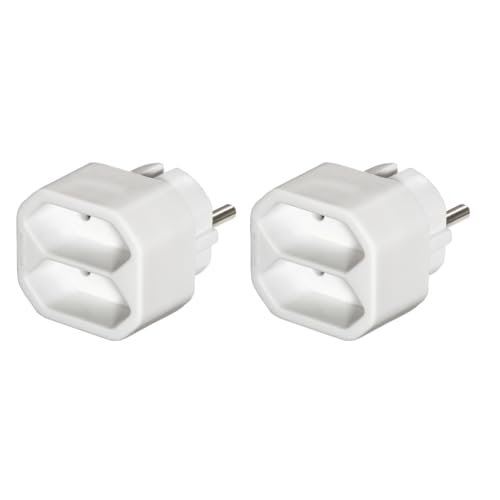 Preisvergleich Produktbild Hama Steckdosenadapter, Doppelpack (2 Eurosteckdosen, Mehrfachstecker, Multistecker, Steckdosenadapter 2fach, Doppelstecker, Mehrfachsteckdose, Mehrfachsteckdose ohne Kabel, Multisteckdose) weiß