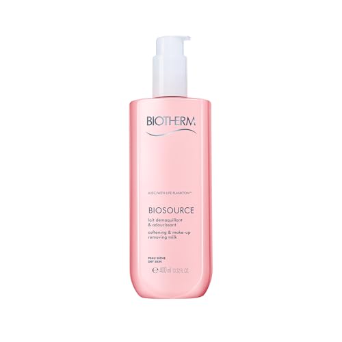 BIOTHERM Biosource Softening & Make-Up Removing Milk, Latte Detergente Lenitivo, Per Pelli da Normali a Secche, Azione Detergente, Struccante e Riequilibrante, Arricchito con Life Plankton, 400 ml