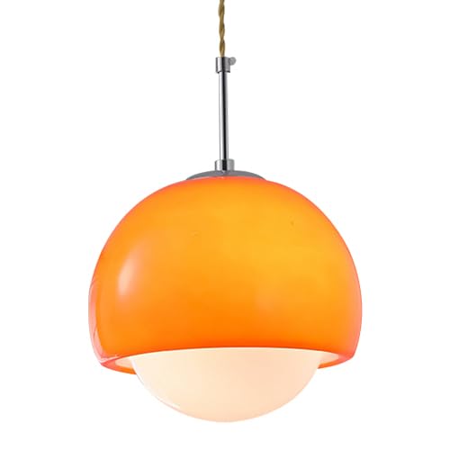 Single Head Ceiling Pendant Light with E14 Light Source - Nordic Industrial Style Glass Hanging Lamp Shade for Restaurant, Balcony, Living Room Decor