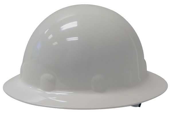Full Brim Hard Hat, Type 1, Class E, Ratchet (8-Point), White
