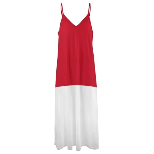 Robe longue décontractée avec bloc de couleurs rouge et blanc pour escapade estivale - 4