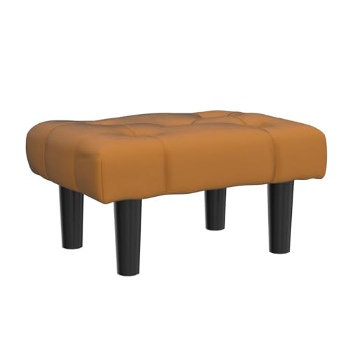 Image of HOUCHICS Small Footstool Ottoman,Velvet Soft Footrest Ottoman with Wood Legs,Sofa Footrest Extra Seating for Living Room Entryway Office(Coffee 2PACK)