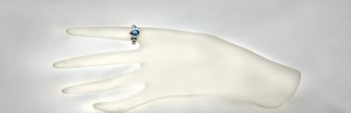 Image of 925 Sterling Silver Ring Genuine Gems Pear Shape 9x6 mm with Bezel-set Accented Gems, Rhodium-Plated Finish