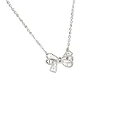 BCughia Halskette Gold 585, Damen Halsketten Herz Schleife aus 18K Weißgold, 40+5cm