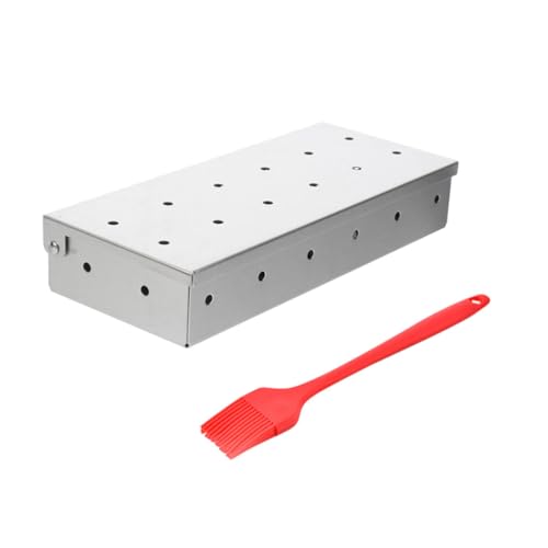 FUTUREORYY Caja Ahumadora para Barbacoa Inoxidable y Pincel para Aceite Resistente y Duradera para Parrillas al Aire Accesorio para Ahumar Carne con Diseño Elegante y Superficie Pulida sin