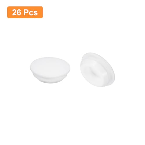 Image of uxcell 26 Pcs Silicone Plugs, Rubber Round Snap in Locking Hole Plugs for 15.5-17mm Hole, Hole Stoppers Waterproof Hole Plug for Metal Tube, Furniture End Caps Inserts, White