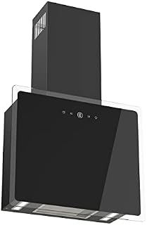 FIREGAS 60cm Cooker Hood with Brushless Motor, Tempered Glass & Stainless Steel Extractor Hood with Touch Screen, LED Lights and Recirculating,Black