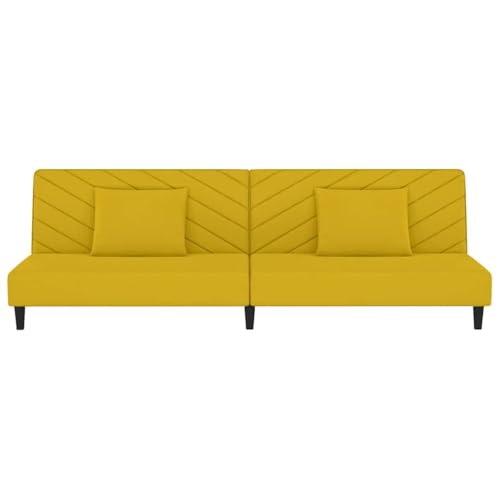 Sofá cama de 2 plazas de terciopelo amarillo idóneo para optimizar estudios pequeños 6