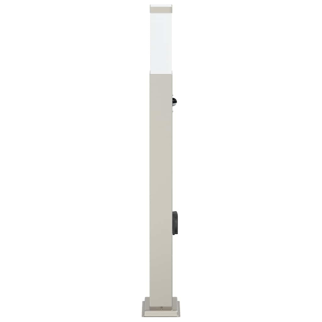 Lampada a colonna con sensore e presa, 80 cm, in acciaio inox, IP44, moderna, a risparmio energetico, per giardino, terrazza, sensore di movimento, robusta, resistente alle intemperie, luce