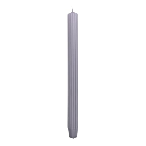 DONAU Home Set of Long Ribbed Taper Candles/Grey / 4 Pieces / 30 x Diameter 2.25 cm Unperfumed/Ribbed Taper Candles/Table Candles for Decoration in The Living Room Bathroom / 10 Hours Burning - Image 3