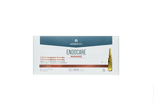 Cantabria Labs Endocare Radiance C 20 Proteoglicanos - Ampollas Faciales Antiedad, Regeneradoras, Hidratantes y Antioxidantes, con Vitamina C, Pieles Secas o Deshidratadas, 10 Uds