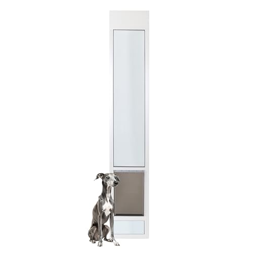 PetSafe Sliding Glass Pet Door - No-Cut DIY Install Doggy Door for Renters - Aluminum Frame - Adjustable Height 91 7/16" to 96" - Ideal for Large Dogs Up to 130 lb - White