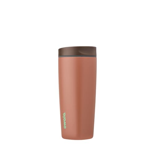 Image of Owala SmoothSip Slider Insulated Stainless Steel Coffee Tumbler, Reusable Iced Coffee Cup, Hot Coffee Travel Mug, BPA Free 20 oz, Cozy Cocoa