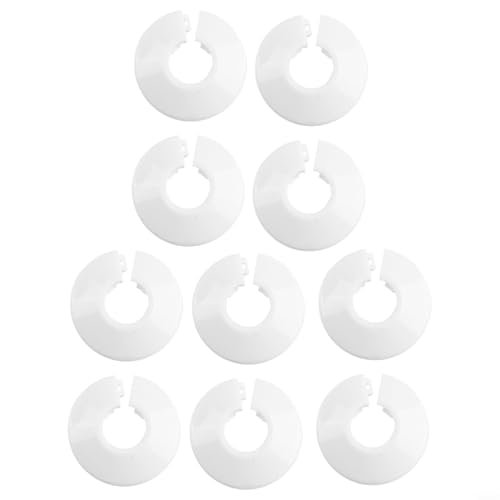 10 rosetas blancas para cubrir agujeros de tubería de calefacción, diseño redondo para una apariencia limpia de la pared alrededor de radiadores (10 unidades, blanco)