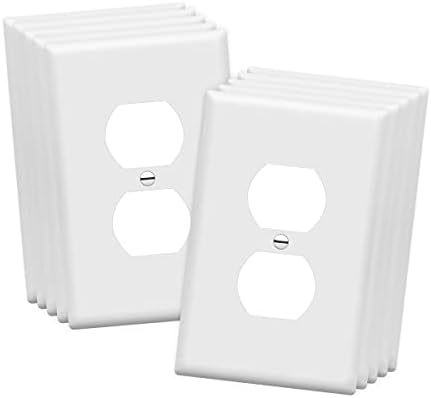 ENERLITES Mid-Size Duplex Receptacle Outlet Wall Plate, Electrical Outlet Covers Plates, Midway Size 1-Gang 4.88" x 3.11", Polycarbonate Thermoplastic, UL Listed, 8821M-W-10PCS, White (10 Pack)