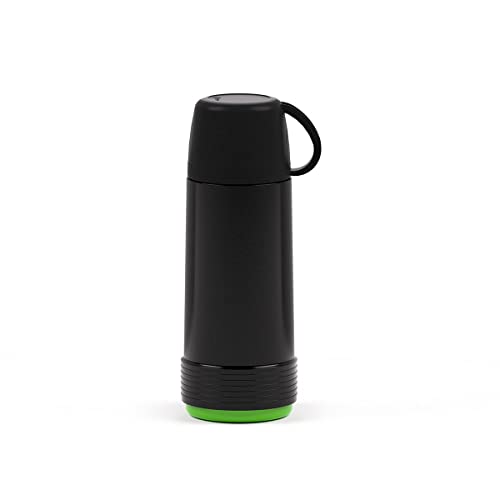 Valira Proterm Termo para líquidos de 0,75 L con Botella de Vidrio Aislante de Doble Pared Hecho en España, Color Negro Verde, térmica