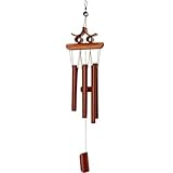 FOMIYES Carillón de Viento de Bambú Grande 60x14x6 Cm, Campanas de Viento Japonesas para Jardín Exterior, Decoración Artesanal de Bambú Tono Profundo, Campanillas Colgantes para Porche