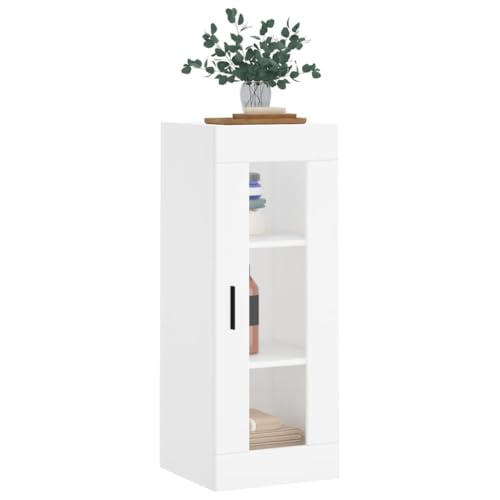 Armario de pared blanco de 90 cm con elegante puerta de cristal para un salón moderno 5
