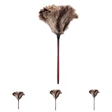 ShineLuxeはたき ホコリ取り 羽 ダチョウの毛ダチョウの羽 ほこり取り 掃除 オーストリッチ羽根ハンディ ダスター (レッドロッド#3,ハンドル長さ41cm、全長約71cm)