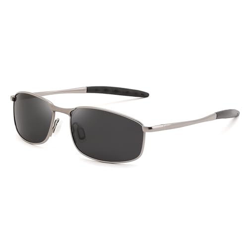 Image of FEISEDY Rectangle Polarized Square Sunglasses for Men Women B2444 | Photochromic, Night Vision, Automatically darken in sunlight, 100% UV400, Driving, Fishing, Climate Pledge Friendly