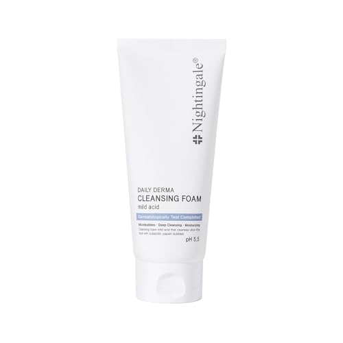 Nightingale Cleansing Foam (mild acid) with Hyaluronic Acid, 96.9% Ultrafine Dust Cleansing, Hydrating Facial Cleanser for Sensitive Skin,low ph cleanser,papaya enzyme cleanser,korean face cleanser