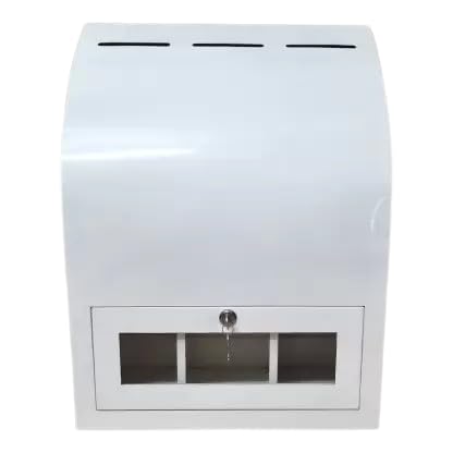 Lavicraft Big Metal Cheque Drop Box/Collection Box/Clearing Box with 3 Slits Suggestion Box (White)-image-48