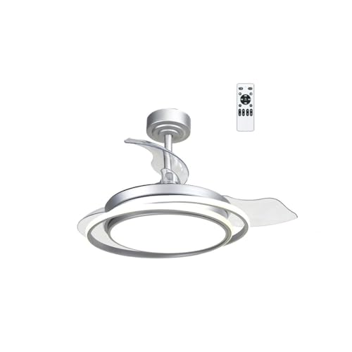 CRISTALRECORD Ventilador de techo LED Antila Mini Plata 45W 4000 Lm CCT