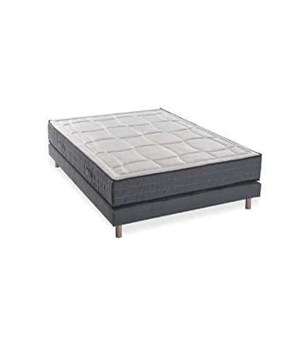 DEKO DREAM Ensemble Matelas + sommier 140x190 cm - Mousse mémoire - 28cm - 5 Zones - Ferme - Hotel Premium LUX