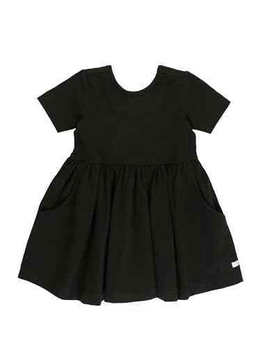 RuffleButts Black Knit Short Sleeve Twirl Dress - 12-18m