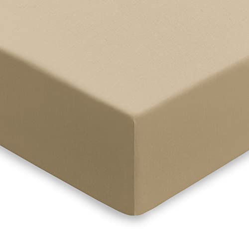 Drap-housse pour matelas jusqu’à 40 cm d’épaisseur - 16 Couleurs disponibles, 50 % polyester Polyester Polycoton Coton, beige, Simple