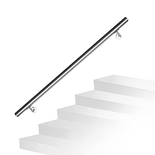 Daromigo Edelstahl Handlauf Treppengeländer Geländer Wandhandlauf Wand Treppe mit Wandhalterung und Endkappen, Treppengeländer Innen und Außen für Treppen, Brüstung, Balkon, Länge: 110 CM