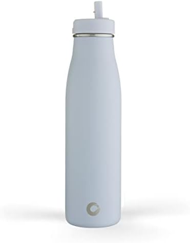 onegreenbottle Evolution Stainless Steel Metal Insulated Bottle with Straw Cap. Leakproof Water Bottle, 500 ml Hot and Cold Drinks - Milk