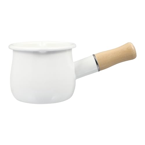 Zerodeko Olla de Leche Esmaltada de Color Claro Pequeña, Cacerola para Sopa Multifuncional Resistente la Corrosión con Mango Antideslizante, Adecuada para Cocina Doméstica y Preparación