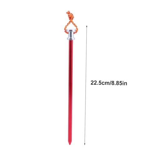 5 piezas Estacas de Camping de Aluminio Rojo con Cuerdas, clavijas resistentes para tienda de campaña, toldos, playa, nieve y hielo, anclas compactas y fuertes para montaje seguro miniatura 2