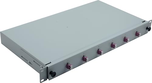 Spleissbox 6 x LC Duplex OM4 boitier fibre optique haut debit 19 pouces helos gris resistant